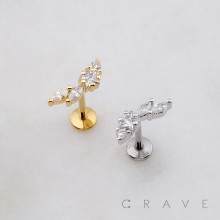 MULTI CZ CRESCENT STAR COMET MARQUISE BEZEL THREADLESS (PUSH IN) 316L SURGICAL STEEL LABRET SET